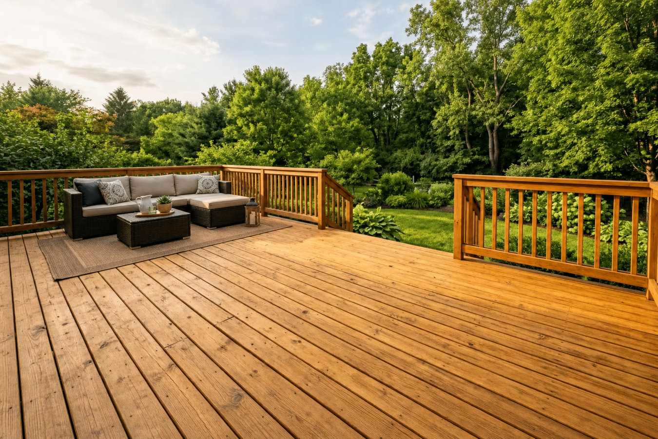 Cedar wood deck construction